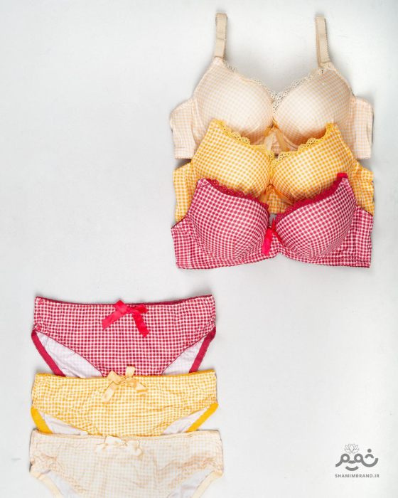 ست شورت و سوتین اسفنجی چهارخونه (007)